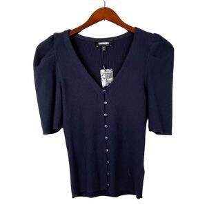 NEW! Express Knit Top Sweater Cardigan Casual Button V Neck - XS